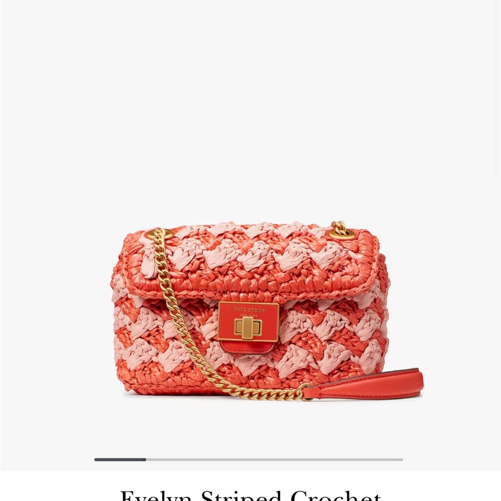 *NWT* Kate Spade Evelyn Striped Crochet Raffia Small Shoulder Crossbody